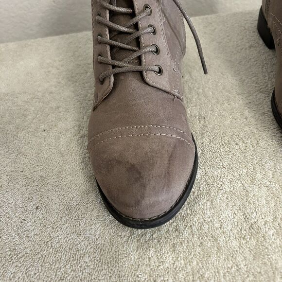 White Mountain Womens Size 7.5M Suede Ankle Boots Trenton Brown Lace Up W/Zipper - Picture 8 of 10